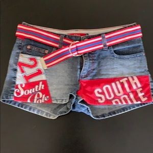 South Pole Shorts with belt Red, White, & Blue